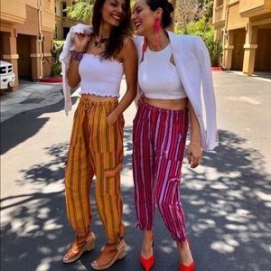 South American Hippie Pants- orange/pink